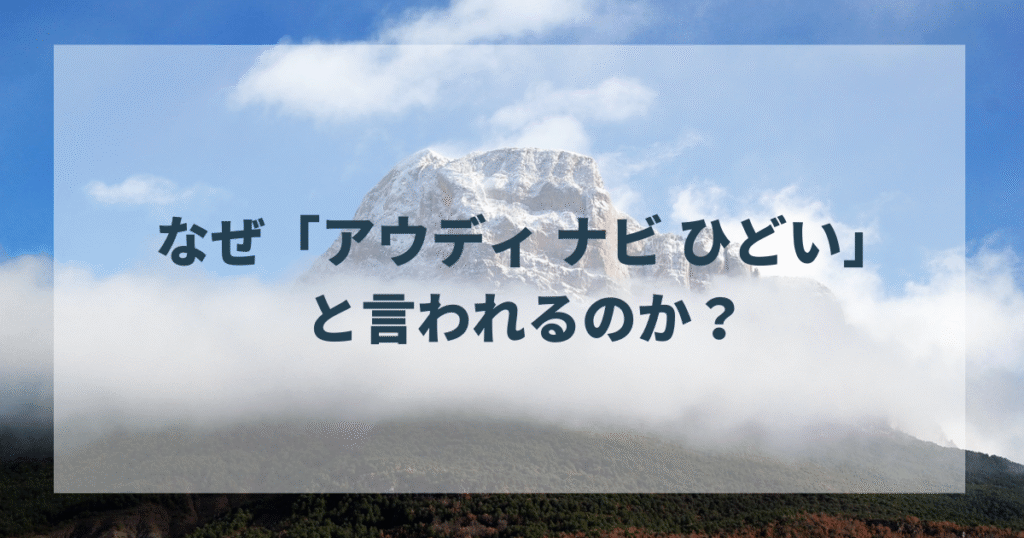 なぜ「アウディ ナビ ひどい」と言われるのか？
