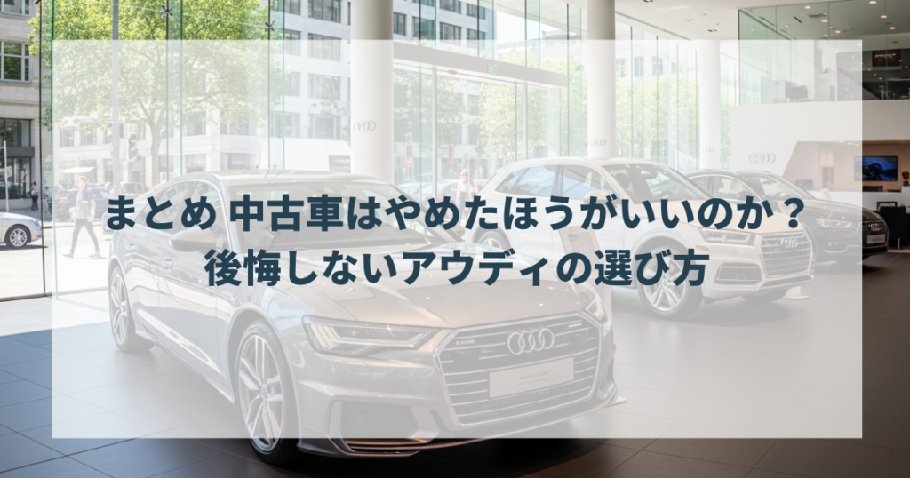 まとめ 中古車はやめたほうがいいのか？後悔しないアウディの選び方