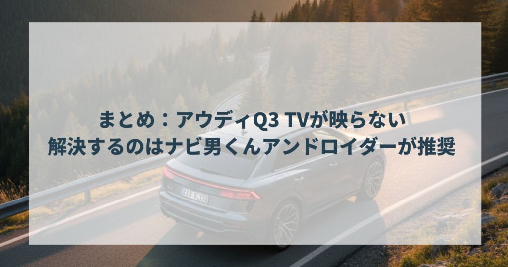 まとめ：アウディQ3 TVが映らないを解決するのはナビ男くんアンドロイダーが推奨