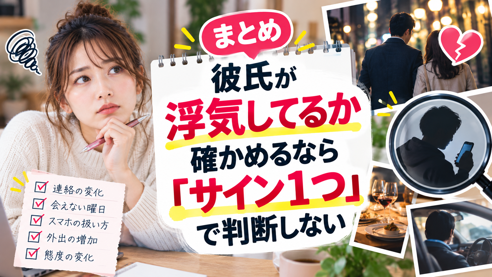 まとめ｜彼氏が浮気してるか確かめるなら「サイン1つ」で判断しない