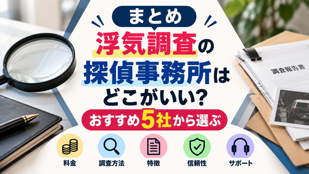 まとめ｜浮気調査の探偵事務所はどこがいい？おすすめ5社から選ぶ