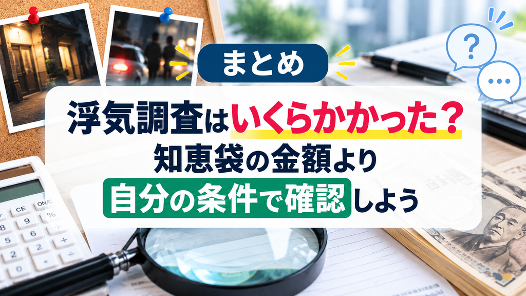 まとめ｜浮気調査はいくらかかった？知恵袋の金額より自分の条件で確認しよう